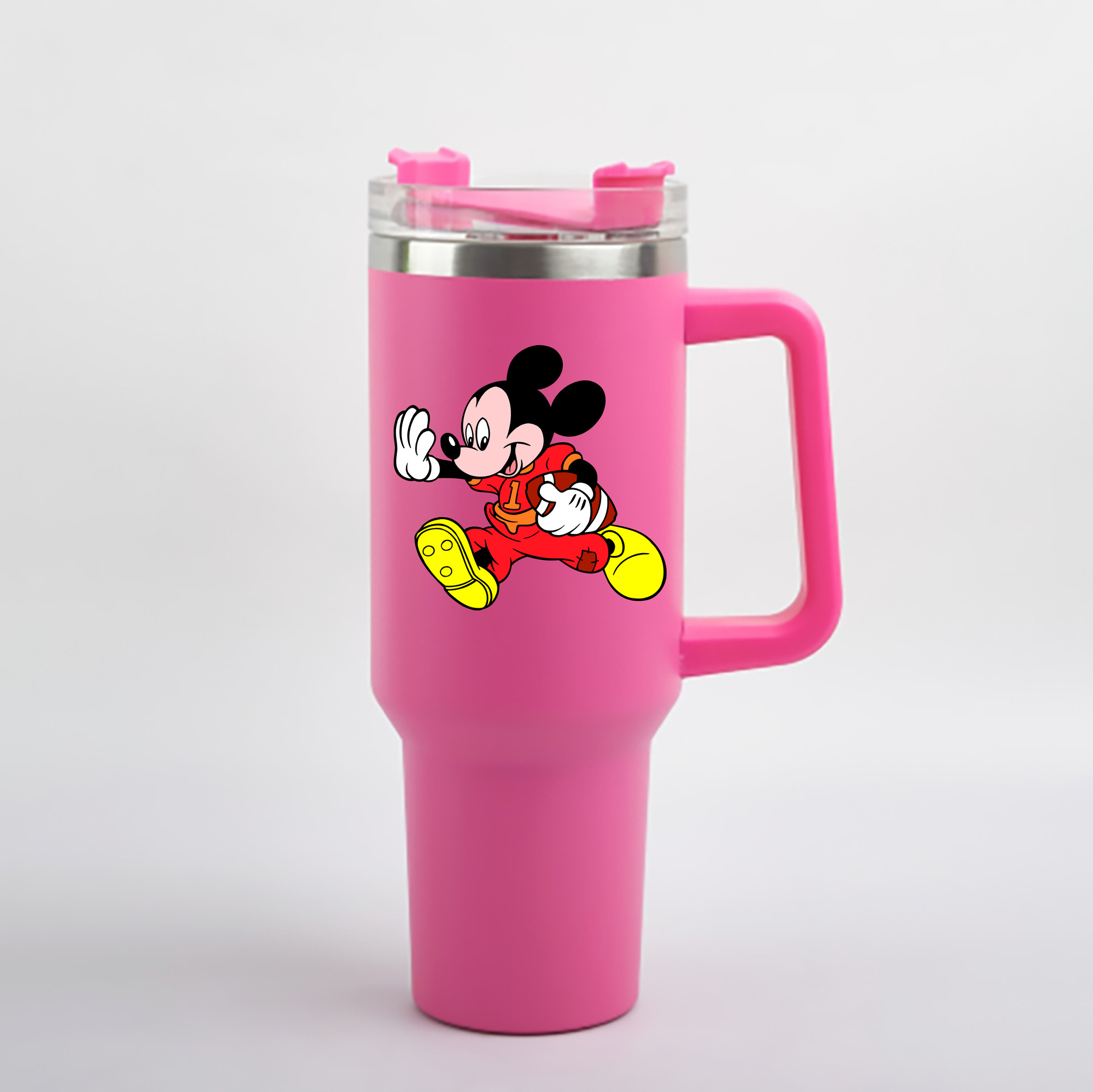 （画像用） ミッキーマウス Mickey Mouse 1200mL車用タンブラー - クリスタルステッカー（プラスチックストロー付き）